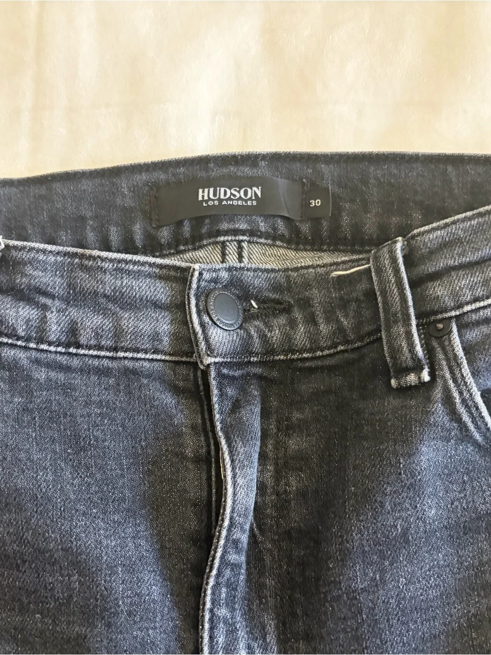 Hudson Jeans Women's Straight Black Washed Jeans with Side Zips